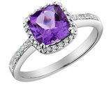 Amethyst Ring with Diamonds 1.65 Carat (ctw) in 14K White Gold